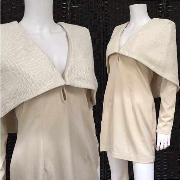 Asilio Almost Famous glamour cape dress Ivory 4 - Picture 2 of 7